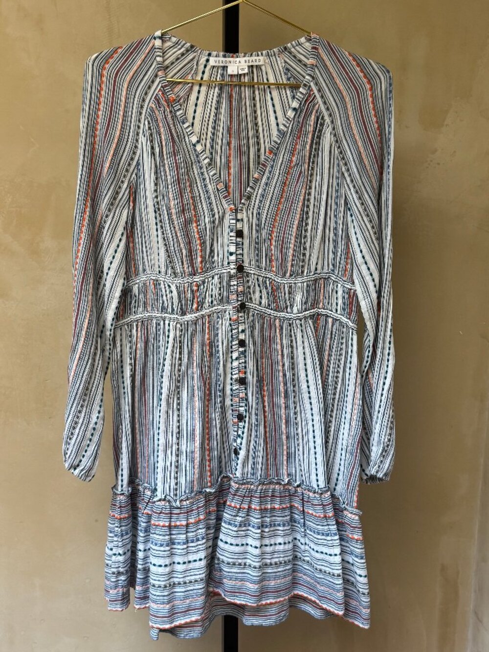 VERONICA BEARD Suzie‎ Striped Mini Dress Long Sleeve Multicolor Size S